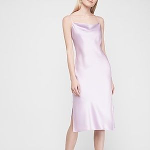 Satin Cowl Neck Midi Slip Dress